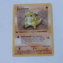 MP Pokemon Card - Sandshrew 1st Edition Base Set (Shadowless) 62/102 Common - Image 1