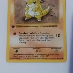 MP Pokemon Card - Sandshrew 1st Edition Base Set (Shadowless) 62/102 Common - Image 3