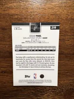 2025-26 Topps Chrome - Chris Paul #219 Blue X-Fractor - Image 2