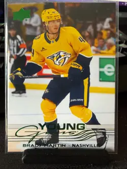 2025-26 Upper Deck Series 2 BRADY MARTIN Holiday Green Young Guns Rookie RC #460 - Image 1