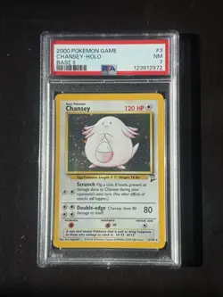 Pokemon Chansey Holo Rare TCG Card 3/130 Base Set 2 PSA 7NM Near Mint - Image 1