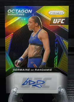 /10 Germaine de Randamie Gold 2021 Panini Prizm UFC - Octagon Signatures #OS-GDR - Image 1