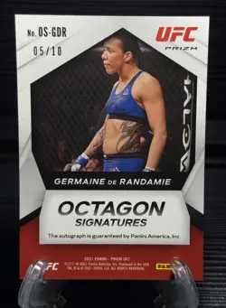 /10 Germaine de Randamie Gold 2021 Panini Prizm UFC - Octagon Signatures #OS-GDR - Image 2