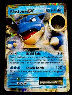 Blastoise EX Evolutions 21/108 LP HOLO Rare Pokemon 2016 Card Light Play - Image 1
