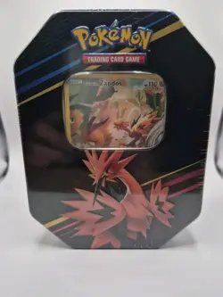 Pokemon TCG Crown Zenith Galarian Zapdos Small Tin 4 Pack Sealed - Image 1