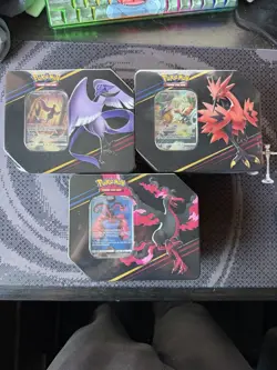 Pokemon TCG: Crown Zenith Tin Set of 3 - Galarian Articuno Zapdos Moltres SEALED - Image 1