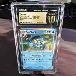 CGC 10 PRISTINE Vaporeon 030/187 Terastal Festival HOLO Japanese Pokemon Card - Image 1