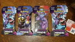 Pokemon TCG Sun and Moon Unified Minds Sleeved Booster Pack X4 - Image 1