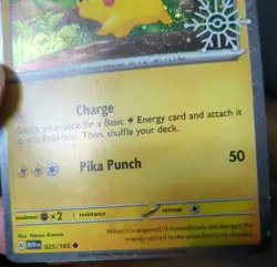 Pokemon - Pikachu Swirl & Holo Bleed 025/165 Snowflake Stamp Cosmo Holo NM 🍥🩸 - Image 4