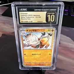 CGC 10 Pristine Primeape Reverse Holo 101/190 Shiny Treasure ex sv4a Pokemon - Image 1