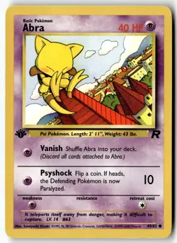 Pokemon Card Abra LP 1st Edition Team Rocket Common 49/82 - Image 1