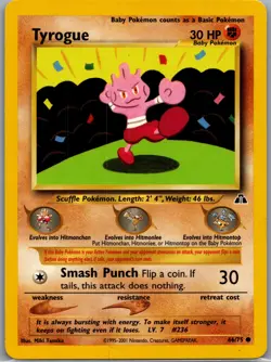 Tyrogue 66/75 Non Holo Neo Discovery - Pokemon Card - NM - Image 1