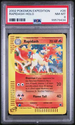 PSA 8 NM-MT Rapidash 26/165 Expedition Holo Rare Pokemon Card - Image 1