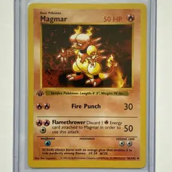 LP 1st edition Pokemon MAGMAR Card BASE Set 36/102 1st Edition Shadowless - Image 1