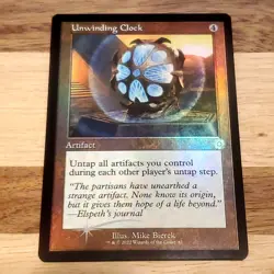1x Unwinding Clock, Retro Frame Foil - 61, MTG LP Light Play - Small Dent - Image 1