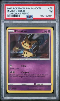 2017 POKEMON SUN & MOON GUARDIANS RISING #58 MIMIKYU-HOLO PSA 7 - Image 1