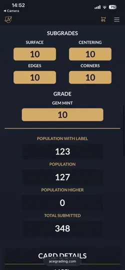 Hydreigon EX 240/191 Surging Sparks SIR Ace Gem Mint 10 *Perfect Subgrades* - Image 3