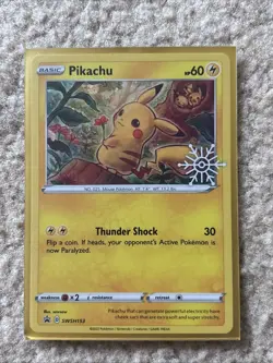 Pokemon TCG Pikachu Holiday Promo SWSH153 Holo Card Near Mint - Image 1