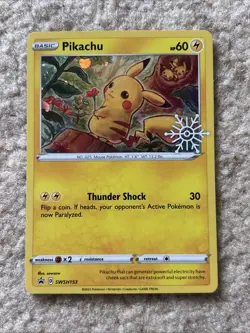 Pokemon TCG Pikachu Holiday Promo SWSH153 Holo Card Near Mint - Image 2