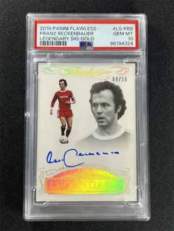 2015-16 Panini Flawless Franz Beckenbauer Legendary Auto Gold /10 PSA 10 POP 1 - Image 1