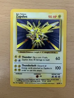 Pokemon TCG Zapdos Holo Rare Card Base Set 16/102 WOTC - Image 1