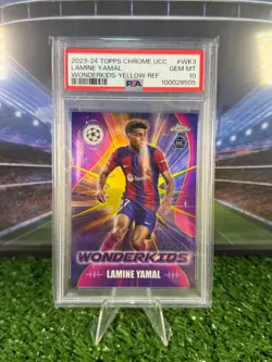 Topps Chrome 2023/24 Lamine Yamal RC Wonderkids Yellow /125 PSA 10 FC Barcelona - Image 1
