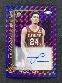 2025-26 Topps Chrome Tyrese Proctor #TCAR-TP Purple Geometric Rookie RC Auto /75 - Image 1