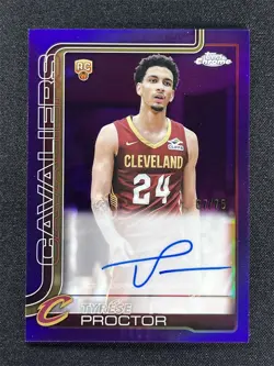 2025-26 Topps Chrome Tyrese Proctor #TCAR-TP Purple Refractor Rookie RC Auto /75 - Image 1