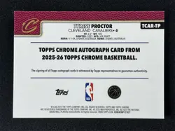 2025-26 Topps Chrome Tyrese Proctor #TCAR-TP Purple Refractor Rookie RC Auto /75 - Image 2