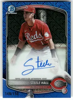 2025 Bowman Draft Steele Hall #BMA-SHA Chrome Auto Blue Mojo Refractor /150 - Image 1