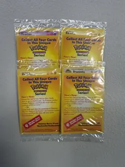 Set of 4 SEALED Black Star Promo WB Movie Pokemon Cards PIKACHU DRAGONITE MEWTWO - Image 1