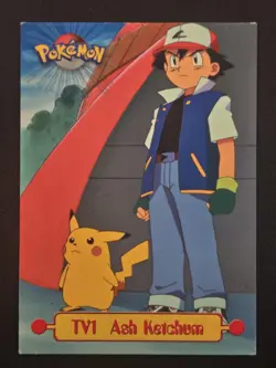 1999 Topps Pokemon - TV Animation Edition - Ash Ketchum #TV1 Black Logo LP - Image 1