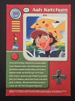 1999 Topps Pokemon - TV Animation Edition - Ash Ketchum #TV1 Black Logo LP - Image 2