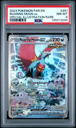 Roaring Moon EX 251/182 Special Illustration Rare Pokemon PSA 8 *299 - Image 1