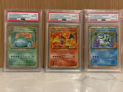 Set of 3 JP Pokemon PSA 10 Charizard, Venusaur & Blastoise 25th Anniversary 1-3 - Image 1