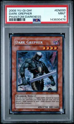 2008 Yu-Gi-Oh! Dark Grepher Phantom Darkness PTDN Unlimited Secret Rare PSA 9 - Image 1