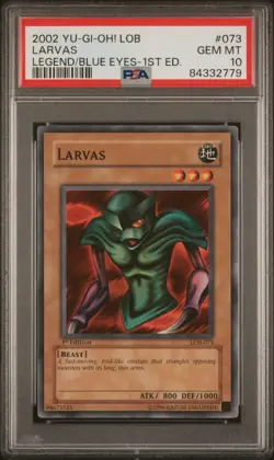 2002 Yu-Gi-Oh! Larvas LOB 1st Edition Common PSA 10 - Image 1