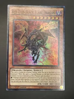 YUGIOH RED-EYES BLACK FLARE DRAGON SUPER RARE 1ST GOOD CONDITION CORE-EN020 - Image 1