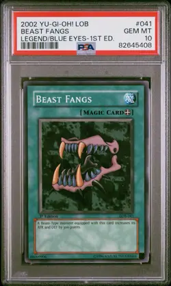 2002 Yu-Gi-Oh! Beast Fangs LOB 1st Edition Common PSA 10 - Image 1