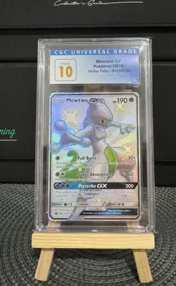 Mewtwo GX CGC 10 PRISTINE Hidden Fates Sv59/Sv94 Pokemon TCG Holo Full Art - Image 1