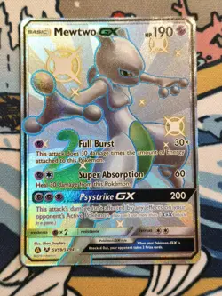 Pokemon TCG Mewtwo GX Hidden Fates SV59/SV94 Holo Full Art Ultra Rare Shiny Card - Image 1