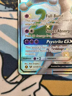Pokemon TCG Mewtwo GX Hidden Fates SV59/SV94 Holo Full Art Ultra Rare Shiny Card - Image 2