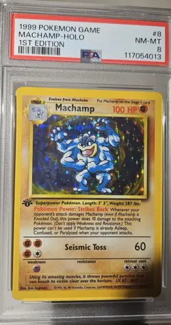 1999 Pokemon Base Set 1st Edition Machamp English Holo GRADED PSA- 8 CARD #8/102 - Image 4