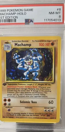 1999 Pokemon Base Set 1st Edition Machamp English Holo GRADED PSA- 8 CARD #8/102 - Image 5
