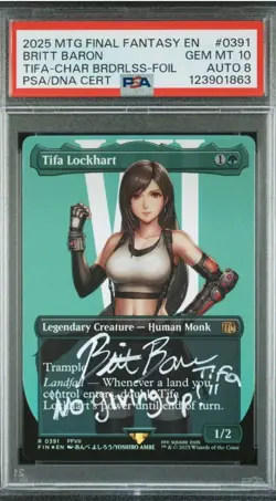 2025 MTG FINAL FANTASY CHARACTER BORDERLESS-FOIL #0391 TIFA LOCKHART PSA 10 - Image 1