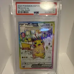 2024 POKEMON SSP EN-SURGING SPARKS ULTRA RARE #219 PIKACHU EX PSA 10 - Image 2