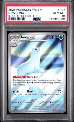 2025 Pokemon Pfl En-Phantasmal Flames #097 Dewgong Illustration Rare PSA 10 - Image 1