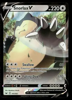 Snorlax V 141/202 Holo V Rare Sword & Shield Pokemon Lightly Played - Image 1