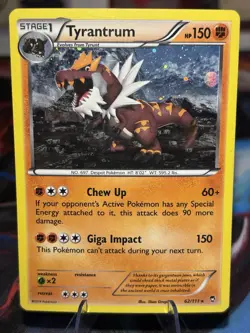 Pokemon 2014 XY Furious Fists Tyrantrum 62/111 Cosmos Rare Holo [SWIRL] LP - Image 1