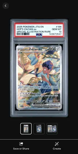 2025 Pokemon JTG Hop's Zacian ex #186 /159 Special Illustration Rare PSA 10 ENG - Image 1